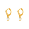Eleganti orecchini a goccia in argento S925 dorato con brillanti zirconi rotondi - Oro