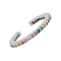 Regenbogen-Zirkonia-Ohrmanschette in Silberoptik mit bunten Mikropave-Rundkristallen - Silber (Einzelstück)
