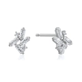Boucles d'oreilles géométriques en argent S925 avec zircons rectangulaires et ronds - Argenté