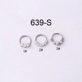 Macro detail of three 16G stainless steel septum clickers with cubic zirconia designs - 3-Zircon Style (1#) / Silver