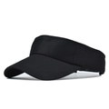 Breathable black cotton sun visor hat with hollow top for outdoor beach travel - Black