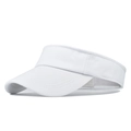 Detailed side view of a white breathable cotton sun visor hat with clean stitching - White