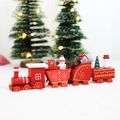 Christmas red wooden toy train with snowman and santa claus figures for holiday decor - Red