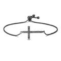 Bracciale bolo nero regolabile con ciondolo a croce in micro-pavé di zirconi - Placcato Nero Canna di Fucile