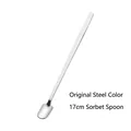 17cm stainless steel long handle smoothie spoon in original steel finish - 17cm Square Spoon / Natural
