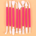Detailed set of 8 pink plastic sculpting tools for clay DIY and fondant cake decoration - OPP Bag / 8-Head Sculpting Pen / Red