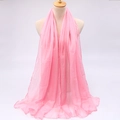 Detail of light pink voile scarf with lightweight semi-transparent texture on mannequin - Pink