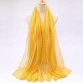 Close-up of lightweight bright yellow voile scarf showing soft texture and sheer fabric - Bright Yellow