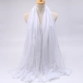 Lightweight white semi-transparent chiffon scarf draped on a wooden mannequin - White