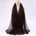 Lightweight dark brown long scarf with natural crinkle texture on a display mannequin - Dark Coffee