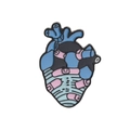 Cartoon anatomisch hart emaille broche in blauw en roze met metalen speldsluiting - Blauw Roze Hart