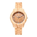Orologio al quarzo minimalista in legno con trama in bambù e quadrante con numeri creativi - Cachi