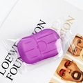 Portable purple soap paper in a mouse-shaped plastic box for outdoor washing and hygiene - Purple
