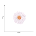Macro detail of a 3cm white and orange daisy embroidered patch with needlework texture - Self-adhesive Daisy 3cm