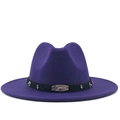 Chapeau fedora en laine violette avec boucle scorpion argentée et style ethnique - Violet