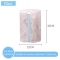 Cylindrical laundry bag 22x33cm with fine mesh and blue zipper for delicates - 70g Blue Fine Mesh Cylinder (22*33cm)