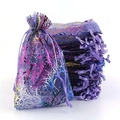 Purple organza gift bags with gold coral patterns and drawstring closure for jewelry - 13*18cm / Light Purple Coral