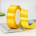 Roll of 2.5cm yellow satin ribbon with elegant gold edge for premium gift wrapping - One Roll 22 Meters Long / Gold Yellow