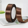 Brown satin ribbon with gold edges on a roll for gift wrapping and cake boxes - One Roll 22 Meters Long / Coffee