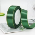 Dark green satin ribbon with gold edges for gift wrapping and birthday cake boxes - One Roll 22 Meters Long / Dark Green