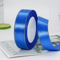 2.5cm dark blue satin ribbon with gold stitched edges for gift and cake packaging - One Roll 22 Meters Long / Sapphire Blue