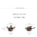 Set di statuette di uccelli vintage in ghisa marrone scuro per decorazione e gioielli - Portacandela Uccello (8168)