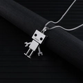 Robot hanger met beweegbare ledematen aan een zilveren boxketting voor heren en dames - Zilveren Hanger + 70cm Ketting