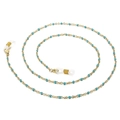 Golden eyewear chain with turquoise beads and adjustable white silicone loops - Gold Cyan Beaded Style (650*2mmKSC073-Z)