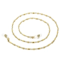 Golden titanium steel beaded chain with oval beads and silicone loops for glasses - Gold Oval And Round Bead Style (KSC032-Z) / 650*3mm