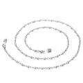 Silver bead chain eyewear strap with adjustable silicone loops and metal spring connectors - Silver Flat Round Bead Style (KSC066-Z) / 650*3mm