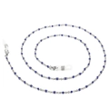 Silver thin chain glasses strap with deep blue oval beads and white silicone loops - Silver Dark Blue Beaded Style (650*2mmKSC078-Z)
