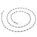 Silver metal eyewear chain featuring purple glazed beads and clear silicone loop connectors - Silver Purple Beaded Style (650*2mmKSC084-Z)