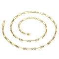 Golden titanium steel square link glasses chain with white silicone connectors on white background - 650*4mm / Gold Rectangular Link (KSC095-Z)