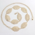 Elegante cintura in metallo dorato con foglie traforate per abiti e moda femminile - Oro