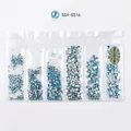 Set de pedrería para uñas azul lago en 6 compartimentos, tamaños desde SS4 hasta SS16 - SS4-SS16(6 Rejillas) / Azul lago