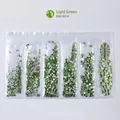 Tender green DIY nail art rhinestones in 6-grid pack size SS4 to SS16 flatback crystals - SS4-SS16(6 Grids) / Grass Green