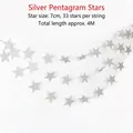 Silver glitter five-pointed star paper garland banner 4M length with 33 stars - Silver Star