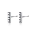 S925 sterling silver rectangular bar stud earrings with sparkling zircon inlay for women - White Gold
