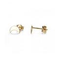 Macro shot of minimalist crescent moon earrings in gold finish with secure ear plugs - Gold
