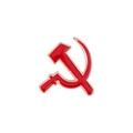 Spilla in smalto rosso con falce e martello dell'URSS e bordo dorato su sfondo bianco - Stile Falce E Martello (XZ2850)