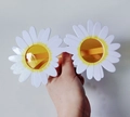 Funny white daisy shaped sunglasses with yellow lenses for party photo props - White Daisy Yellow Lens