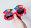 Funny red Happy Birthday party sunglasses with colorful balloon decorations on top - Red Balloon
