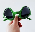 Funny alien party glasses in bright green finish with dark oval lenses for costumes - Green Alien