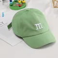 Kids fruit green baseball cap featuring white embroidered M letter and curved brim style - Adjustable / Fruit Green
