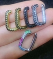 Micro-paved colorful zircon rectangle ear cuffs in gold and silver plating options - Gun Black Black Zircon