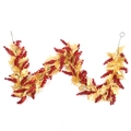 Christmas garland with gold holly leaves and red berries on a plain white background - Triple Gold Leaf Rattan (Red Berries) / Gold Red