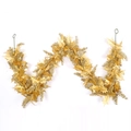Christmas garland with gold holly leaves and berries decorated with sparkling gold glitter - Triple Gold Leaf Rattan (Gold Berries) / Gold