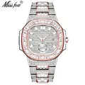 Luxury iced-out quartz watch with silver and rose gold metal strap and full diamond pavé - Rose Gold Bi-color