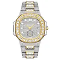 Luxurious hip hop iced-out watch with crystals and date display in gold and silver finish - Gold & Silver
