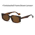 Retro rechthoekige zonnebril met schildpadmontuur en bruine theekleurige glazen - Schildpad Frame Thee Lenzen
